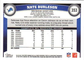 2011 Topps #353 Nate Burleson Back