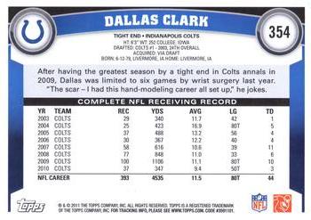 2011 Topps #354 Dallas Clark Back