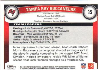 2011 Topps #35 Tampa Bay Buccaneers Back