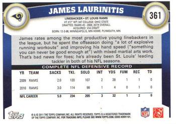 2011 Topps #361 James Laurinaitis Back
