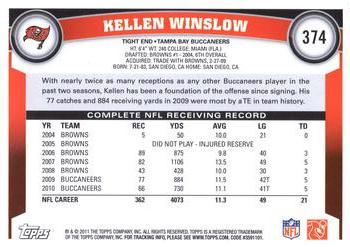2011 Topps #374 Kellen Winslow Back