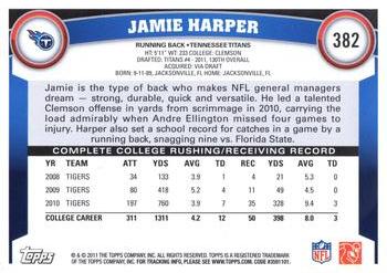 2011 Topps #382 Jamie Harper Back