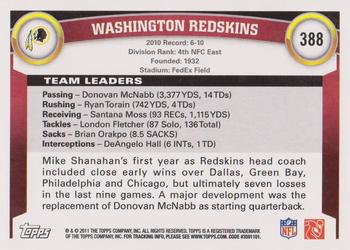 2011 Topps #388 Washington Redskins Back