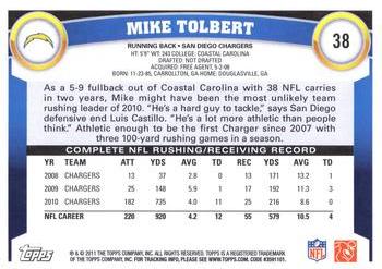 2011 Topps #38 Mike Tolbert Back