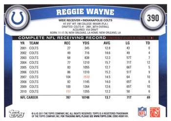 2011 Topps #390 Reggie Wayne Back