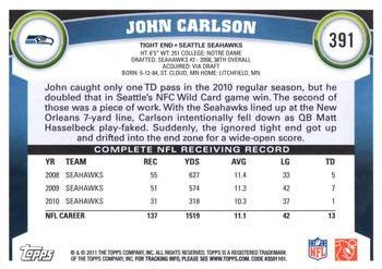 2011 Topps #391 John Carlson Back