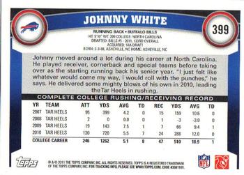 2011 Topps #399 Johnny White Back