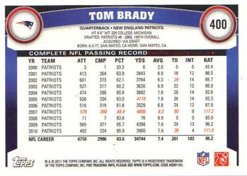 2011 Topps #400 Tom Brady Back