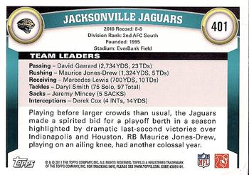 2011 Topps #401 Jacksonville Jaguars Back