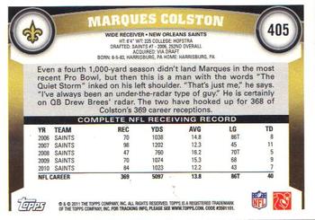 2011 Topps #405 Marques Colston Back