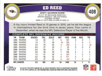 2011 Topps #408 Ed Reed Back