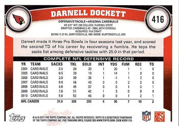 2011 Topps #416 Darnell Dockett Back