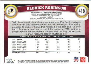 2011 Topps #418 Aldrick Robinson Back