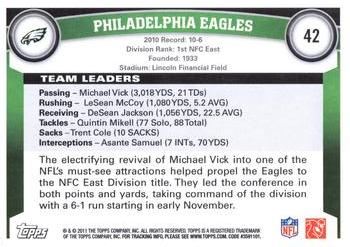 2011 Topps #42 Philadelphia Eagles Back
