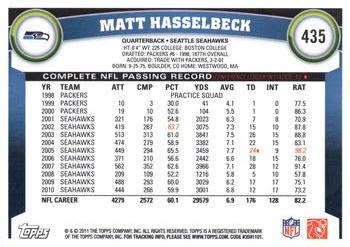 2011 Topps #435 Matt Hasselbeck Back