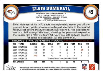 2011 Topps #45 Elvis Dumervil Back