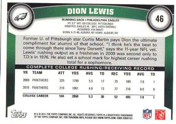 2011 Topps #46 Dion Lewis Back