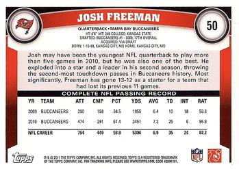 2011 Topps #50 Josh Freeman Back