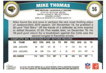 2011 Topps #56 Mike Thomas Back