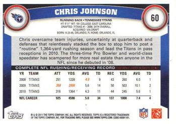 2011 Topps #60 Chris Johnson Back
