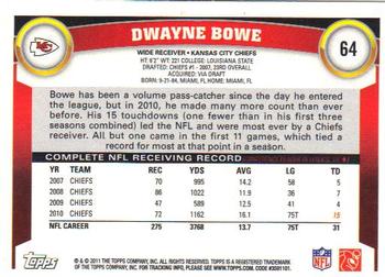 2011 Topps #64 Dwayne Bowe Back