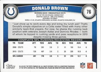 2011 Topps #76 Donald Brown Back