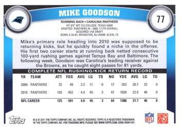 2011 Topps #77 Mike Goodson Back