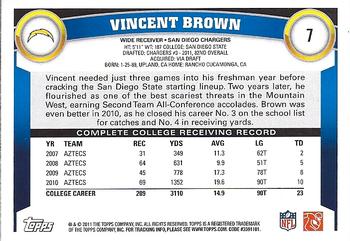 2011 Topps #7 Vincent Brown Back