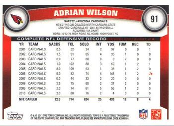 2011 Topps #91 Adrian Wilson Back