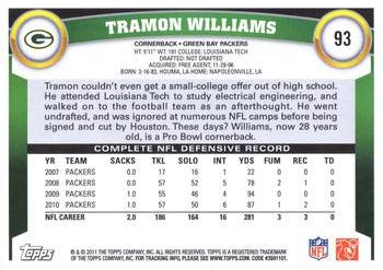 2011 Topps #93 Tramon Williams Back