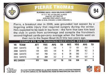 2011 Topps #94 Pierre Thomas Back