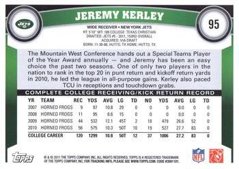 2011 Topps #95 Jeremy Kerley Back