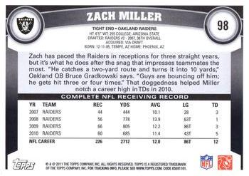 2011 Topps #98 Zach Miller Back