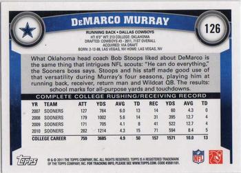 2011 Topps #126 DeMarco Murray Back