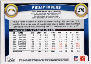 2011 Topps #270 Philip Rivers Back