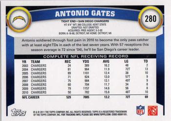 2011 Topps #280 Antonio Gates Back