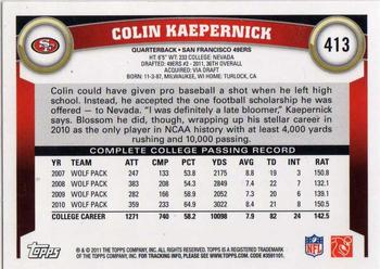 2011 Topps #413 Colin Kaepernick Back