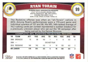 2011 Topps #99 Ryan Torain Back