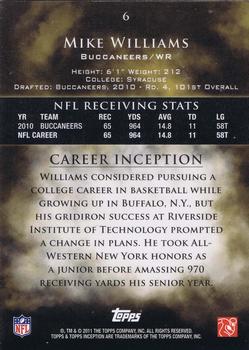 2011 Topps Inception #6 Mike Williams Back
