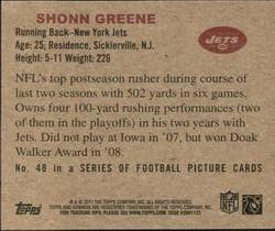 2011 Topps - 1950 Bowman #48 Shonn Greene Back