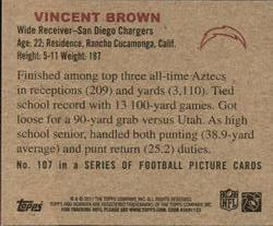 2011 Topps - 1950 Bowman #107 Vincent Brown Back