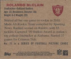 2011 Topps - 1950 Bowman #71 Rolando McClain Back