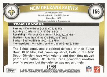 2011 Topps - Black #156 New Orleans Saints Back
