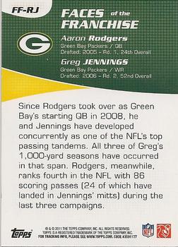 2011 Topps - Faces of the Franchise #FF-RJ Aaron Rodgers / Greg Jennings Back