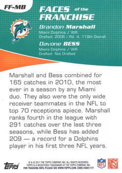 2011 Topps - Faces of the Franchise #FF-MB Brandon Marshall / Davone Bess Back