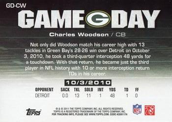 2011 Topps - Game Day #GD-CW Charles Woodson Back
