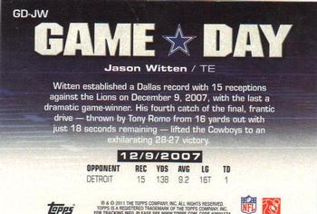 2011 Topps - Game Day #GD-JW Jason Witten Back