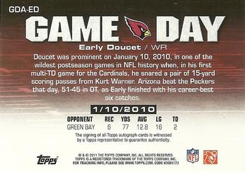 2011 Topps - Game Day Autographs #GDA-ED Early Doucet Back