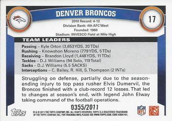 2011 Topps - Gold #17 Denver Broncos Back