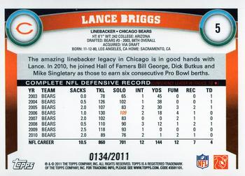 2011 Topps - Gold #5 Lance Briggs Back